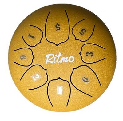 MINI TONGUE DRUM DE 6� - 8 NOTAS LOTUS DISPLAY DORADO TD8GD