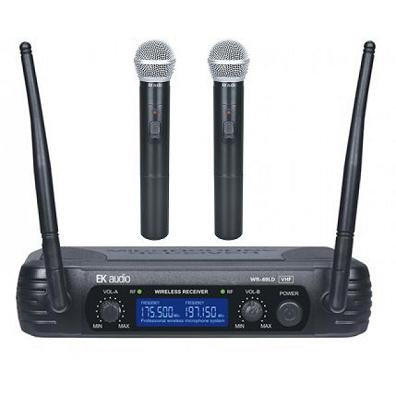 Dos Micr�fonos Inalambricos de mano EK audio Sistema WR-69LD VHF